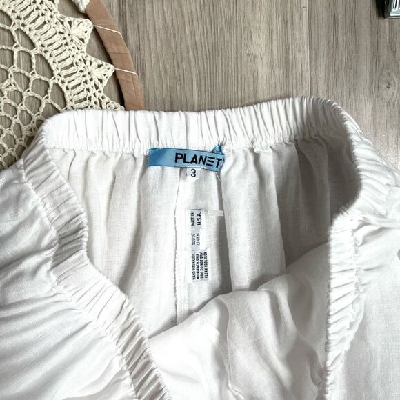 PLANET by Lauren G 100% linen pull on pants Size 3 US‎ 14 white lagenlook boho - Picture 3 of 11